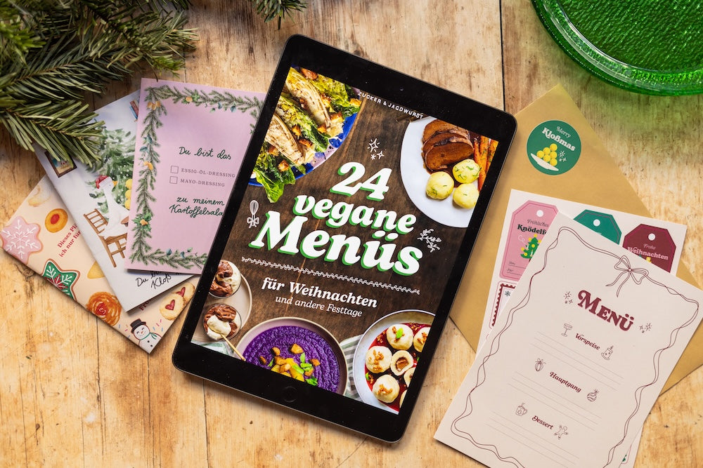 Bundle: 24 vegane Weihnachtsmenüs (Digitales Kochbuch) + Weihnachtspost