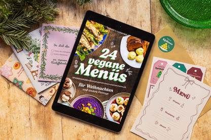 Bundle: 24 vegane Weihnachtsmenüs (Digitales Kochbuch) + Weihnachtspost