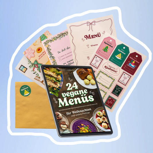 Bundle: 24 vegane Weihnachtsmenüs (Digitales Kochbuch) + Weihnachtspost